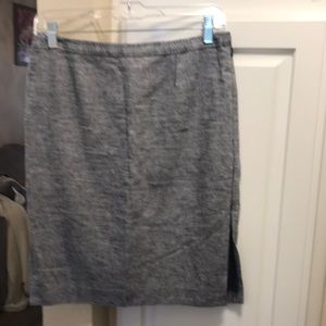 Tory Burch navy/white woven linen blend pencil skirt